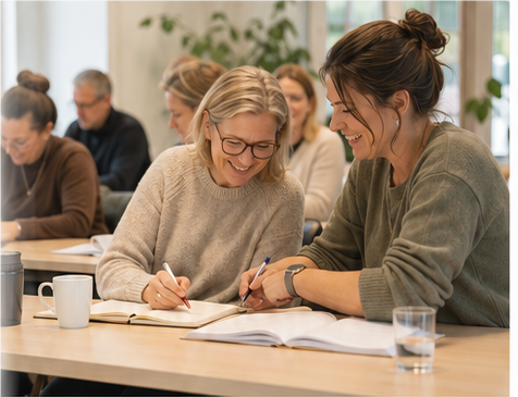 Deltakere som arbeider sammen på kurs